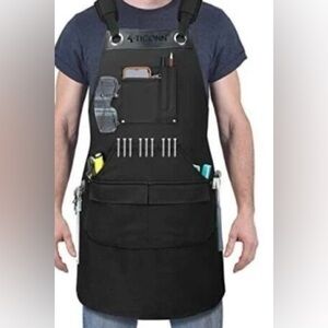 ICON Waxed Canvas Work Apron in Black and Gold Branding